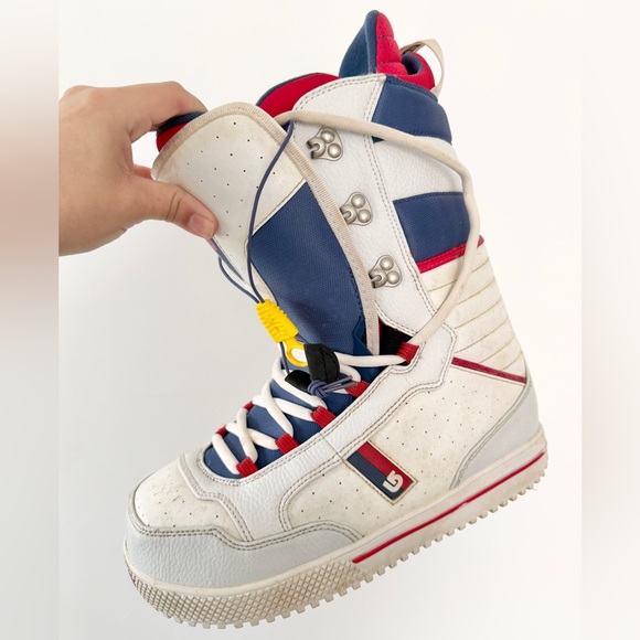 Burton Men’s 11 2009 Flex Poacher Snowboarding Boots Red White Blue - Picture 2 of 10